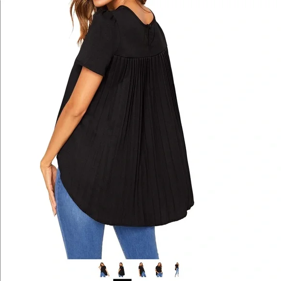 Women's Blouse Hi-Lo Hem Pleated Top NEW - Picture 6 of 17